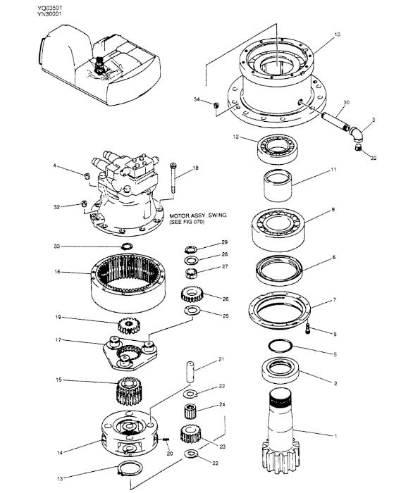 YN32W00004F1 Excavator Swing Reduction Gear Fit For Kobelco SK200-6 SK210-6