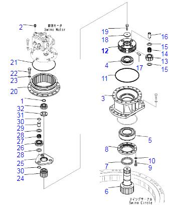 PC200-7 PC200-8 Komatsu Excavator Swing Gear Parts 22U-26-21580 22U-26-21572 206-26-69112