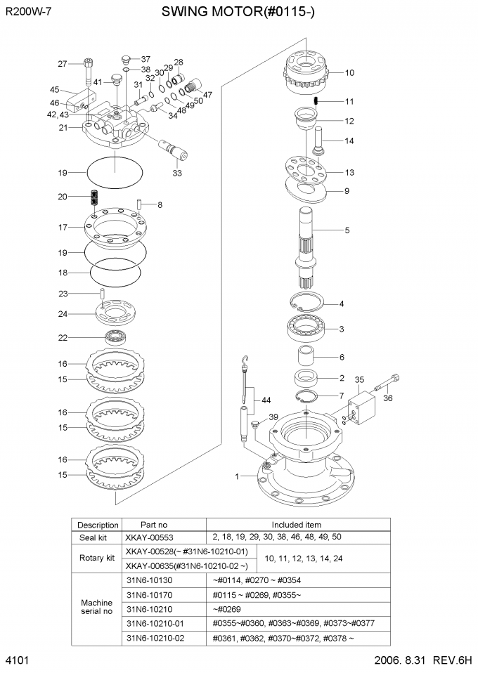 Excavator Swing Motor 31N610210 Hyundai R210LC7