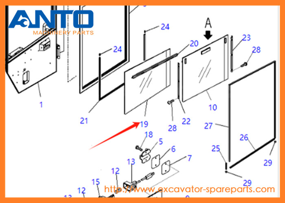 421-925-4711 4219254711 Glass Fit KOMATSU Excavator WA380 WA430 WA450 WA470 WA480 WA500