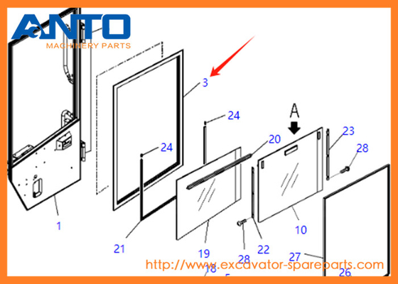 421-925-4641 4219254641 Glass Fit KOMATSU Excavator WA380 WA430 WA450 WA470 WA480 WA500