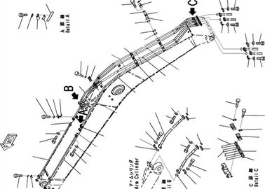 20Y-62-13560 20Y-62-13570 Hose 750mm Arm Cylinder Piping Komatsu PC200