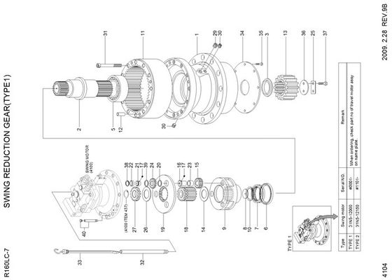 Sun Gear XKAQ-00010 Excavator Swing Gear Box For Hyundai  R210LC7