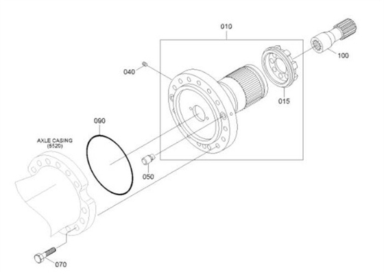 K9001556 ZGAQ-02951 DOOSAN DX140W DX160W Excavator Rear Axle Sun Gear Shaft